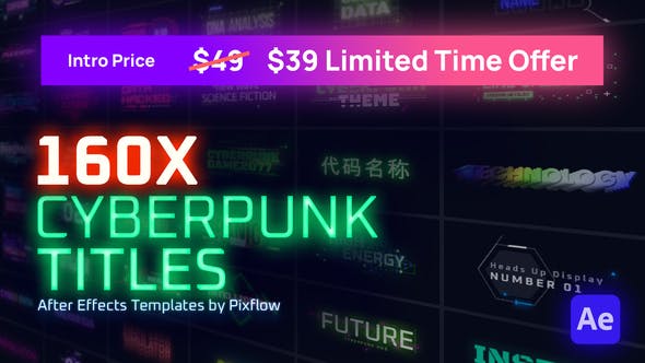 Cyberpunk Titles Lowerthirds and Backgrounds