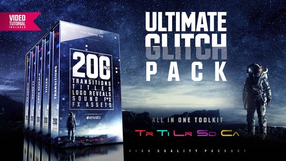Ultimate Glitch Pack: Transitions, Titles, Logo Reveals, Sound FX