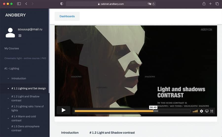 Cinematic Light – Online course – Andbery