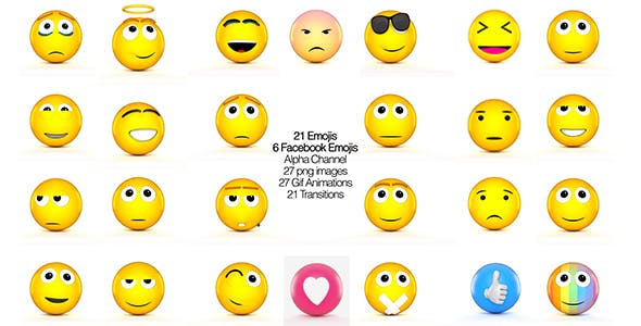 Facebook Emojis And 3D Animated set of Emojis
