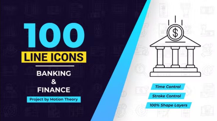 100 Banking & Finance Line Icons