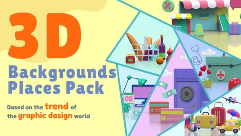 3D Backgrounds and Places Pack for Animated Presentation